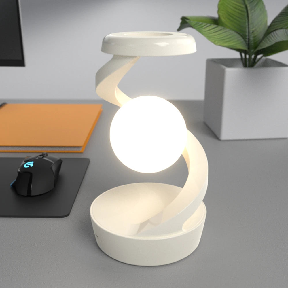 Creative Table Rotating Floating Lamp &15W Wireless Charger