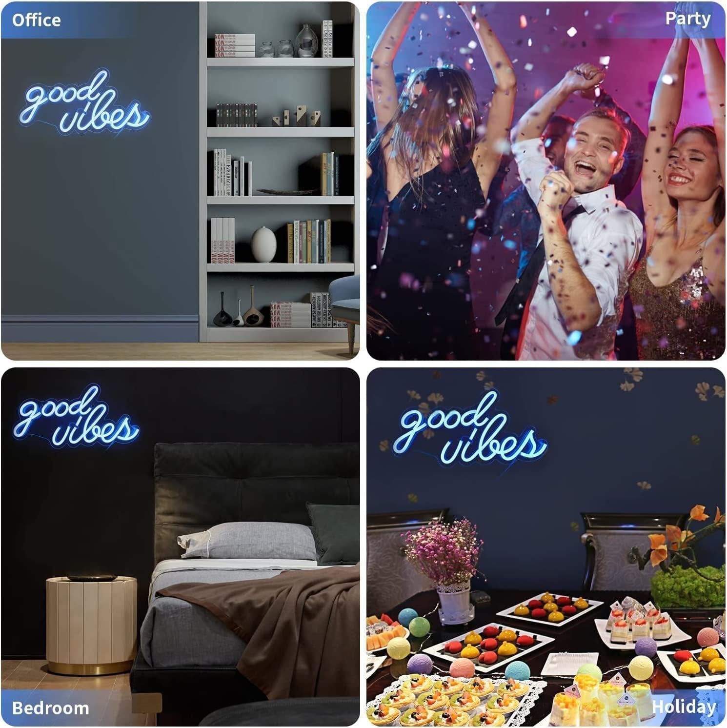 Good Vibes Neon Sign for Bedroom Wall